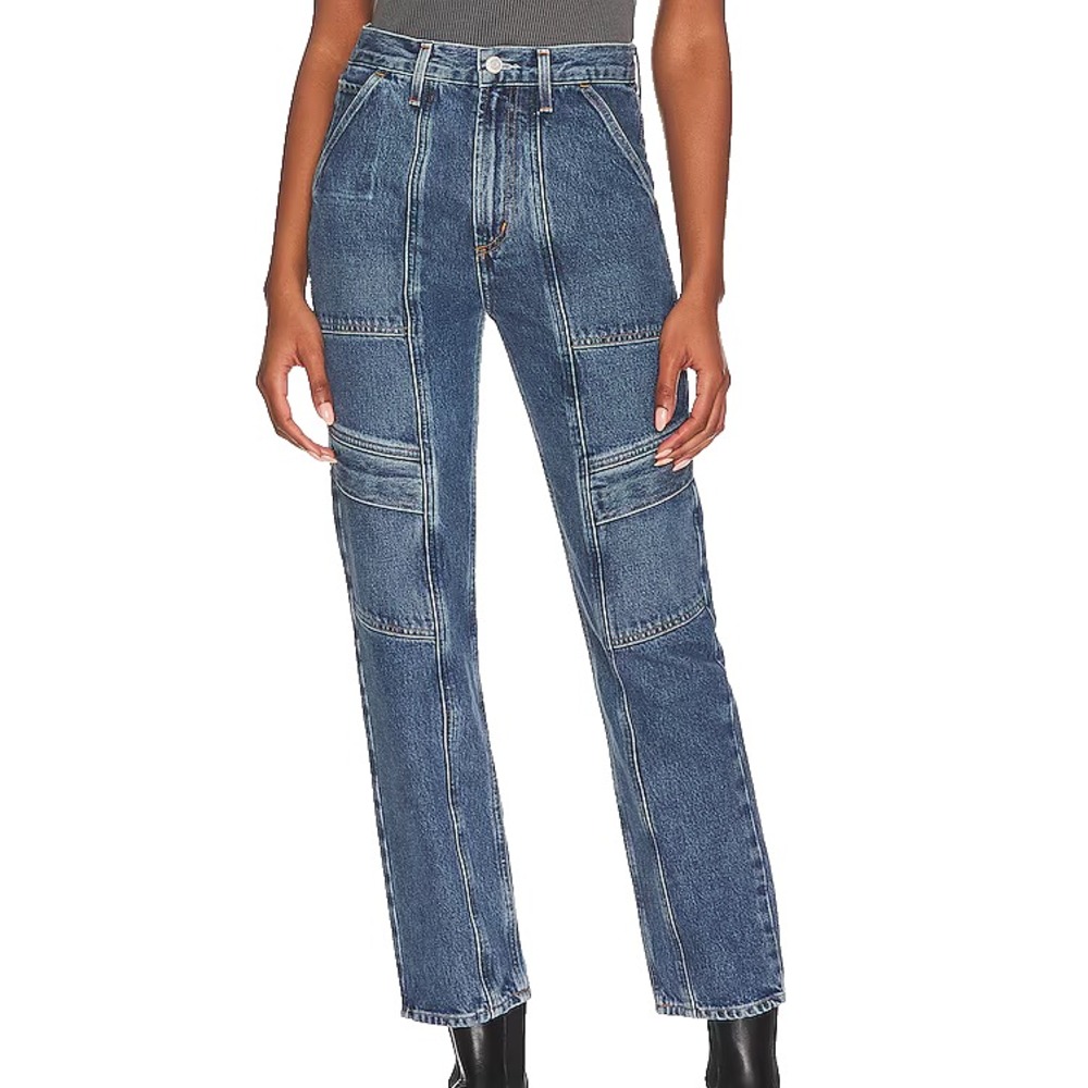 Agolde Cooper Cargo Jeans Size 26 (Fits 28x28) Organic Cotton Denim High Rise